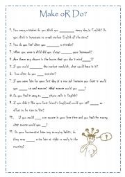 English Worksheet: Make or do?