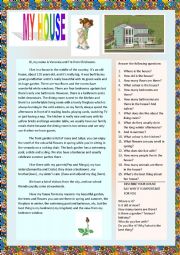 English Worksheet: MY HOUSE.Reading. writing.A1