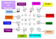 English Worksheet: Adjectives of Emotion for Beginners Worksheet 1