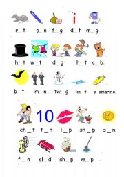 English Worksheet: short vowels a e i o u 