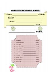 Ordinal numbers worksheet