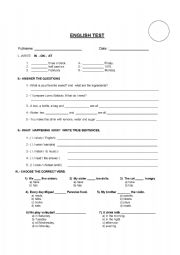 English Worksheet: Diagnostic test