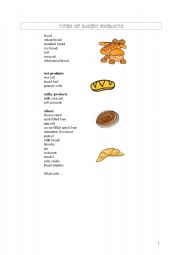 English worksheet: Bakery products