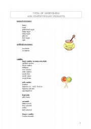 English worksheet: Sweeteners and sweets