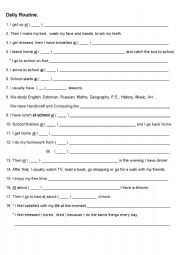 English Worksheet: DAILY ROUTINE