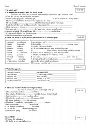 English Worksheet: English Exam for intermediates