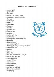 English Worksheet: ways to say good