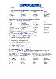 English worksheet: TEST OF ENGLISH