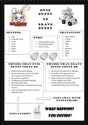 English Worksheet: Evil Bunny VS Brave Bunny Writing Task intermediate