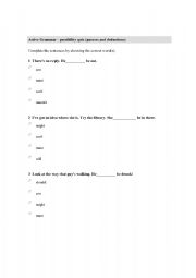 English Worksheet: Deduction quiz