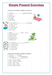 English Worksheet: Simple Preset Exercises