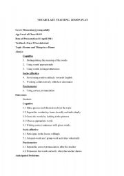 English Worksheet: vocabulary lesson plan -