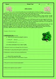 English Worksheet: deforestation