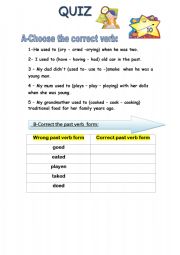 English worksheet: past simple quiz