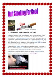 English Worksheet: Quit Smoking For Good