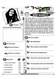 English Worksheet: RC Series Famous People Edition_20 Bob Marley (Fully Editable) 