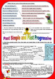 English Worksheet: Past Simple and Past Progressive (key included)