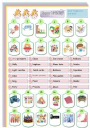 English Worksheet: birthday matching 