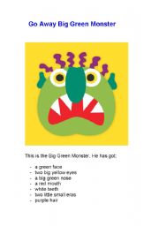 English Worksheet: Go away big green monster
