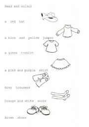 English Worksheet: read and colour clothes