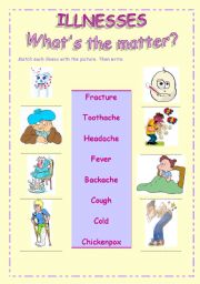 English Worksheet: Illnesses