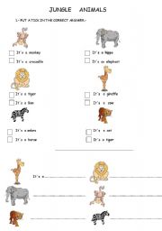 English worksheet: JUNGLE  ANIMALS