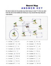 English Worksheet: Secret map - Answer Key