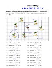 English worksheet: Secret map - Answer Key