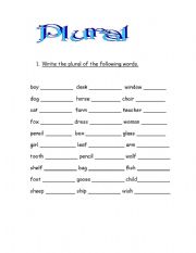 English worksheet: Plurals