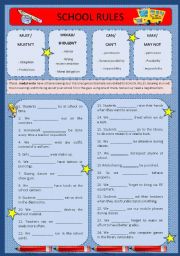 English Worksheet: Modal Verbs - School Rules