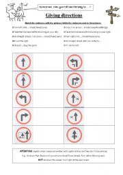 Giving directions: Match sentences to pictures - WITH KEY!!! 