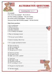 English Worksheet: Alternative/Choice questions