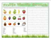 English Worksheet: Fruits Words Search