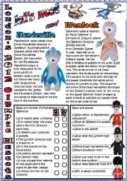 English Worksheet: Lets meet Mandeville and Wenlock -Londons Mascots