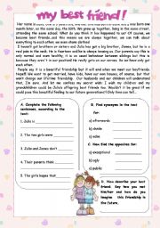 English Worksheet: My best friend