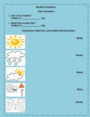 English worksheet: Weather Condition Matching