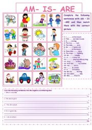 English Worksheet: To be for elementary pupils