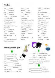 English Worksheet: to be, have got/has got