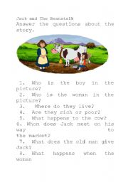English Worksheet: jack and the beanstalk