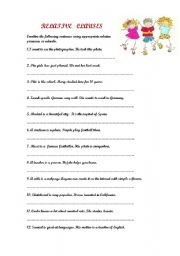 English Worksheet: RELATIVE CLAUSES