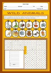 English Worksheet: Wild Animals