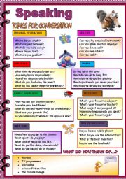 English Worksheet: CONVERSATION QUESTIONS