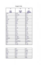 English worksheet: irregular verbs