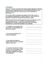 English Worksheet: inventions