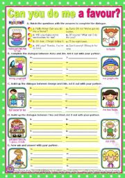 English Worksheet: Can You do Me a Favour?  -  short, easy dialogues