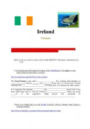 English worksheet: Ireland: Webquest