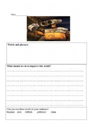 English Worksheet: Wall-E Movie Worksheet - Writing