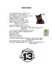 English worksheet: superstitions