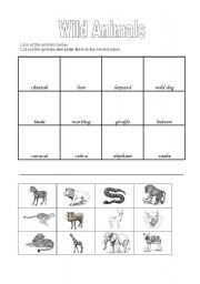 English worksheet: Wild Animal Pictionary