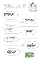 English Worksheet: Wild Animal Riddles